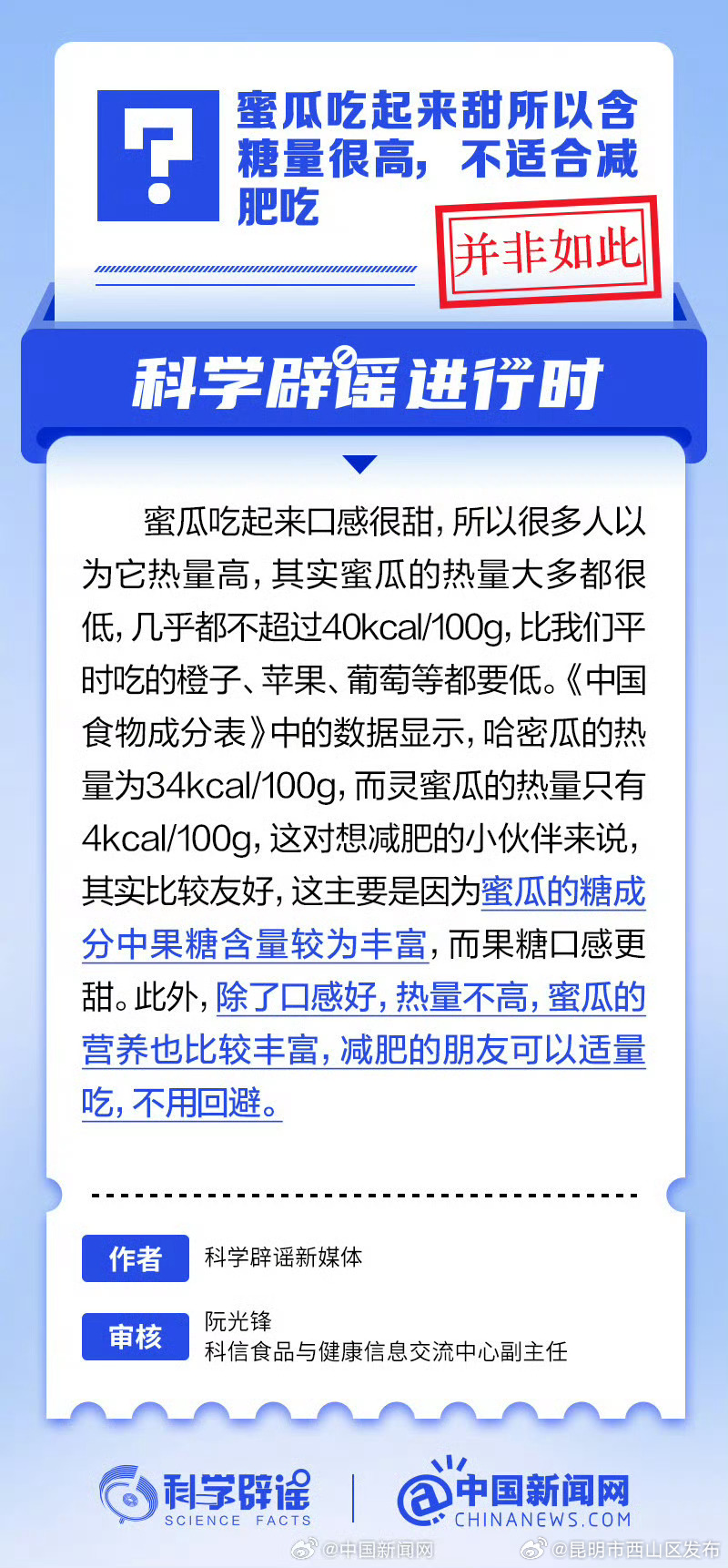 蜜瓜吃起来甜所以含糖量很高，不适合减肥吃？