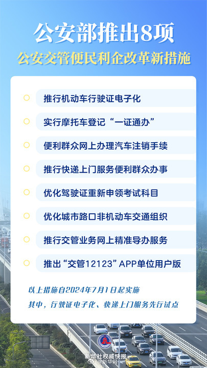 新华社权威快报｜8项公安交管便民利企改革新措施7月1日起实施