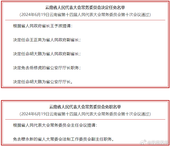 省人大常委会通过人事任免名单