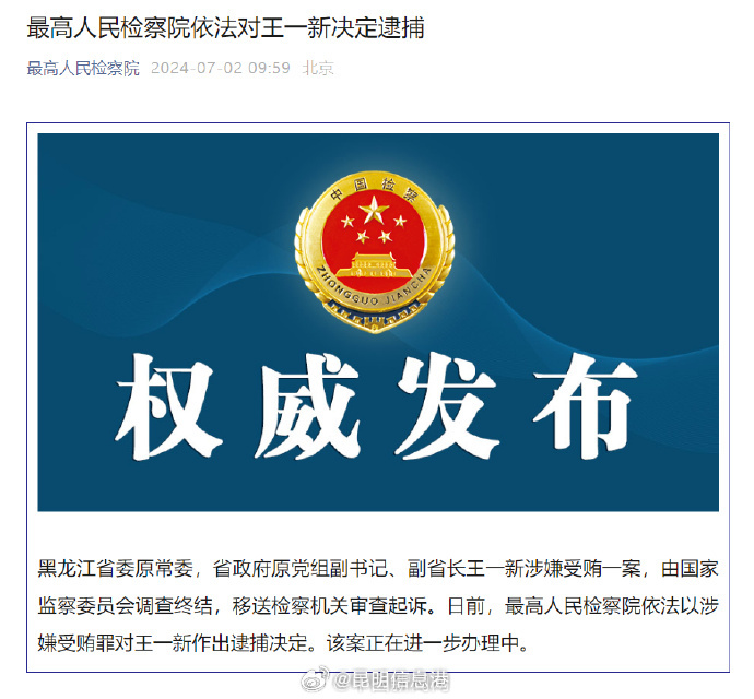 最高检对王一新作出逮捕决定