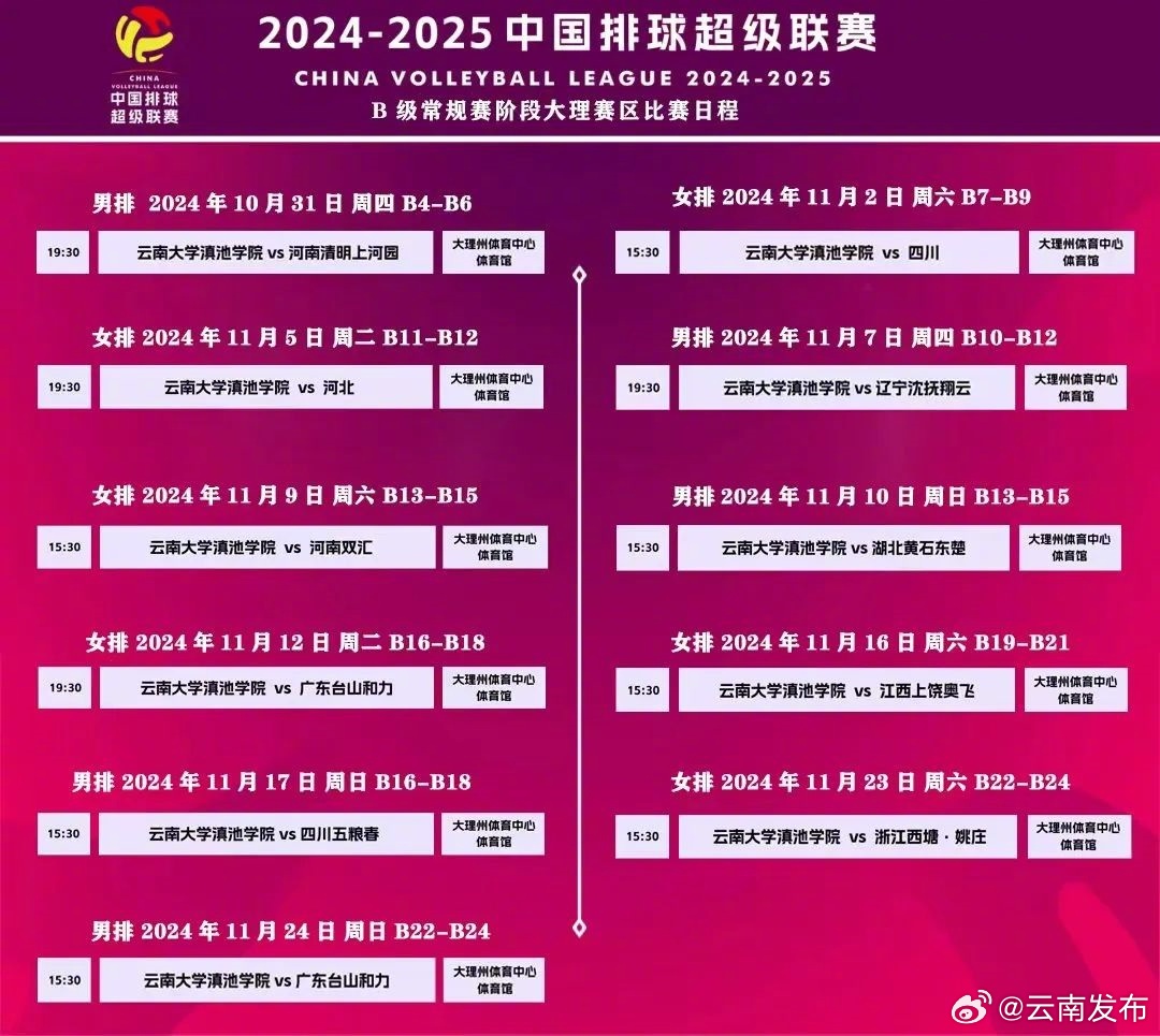 2024-2025中国排球超级联赛今日在大理州开赛