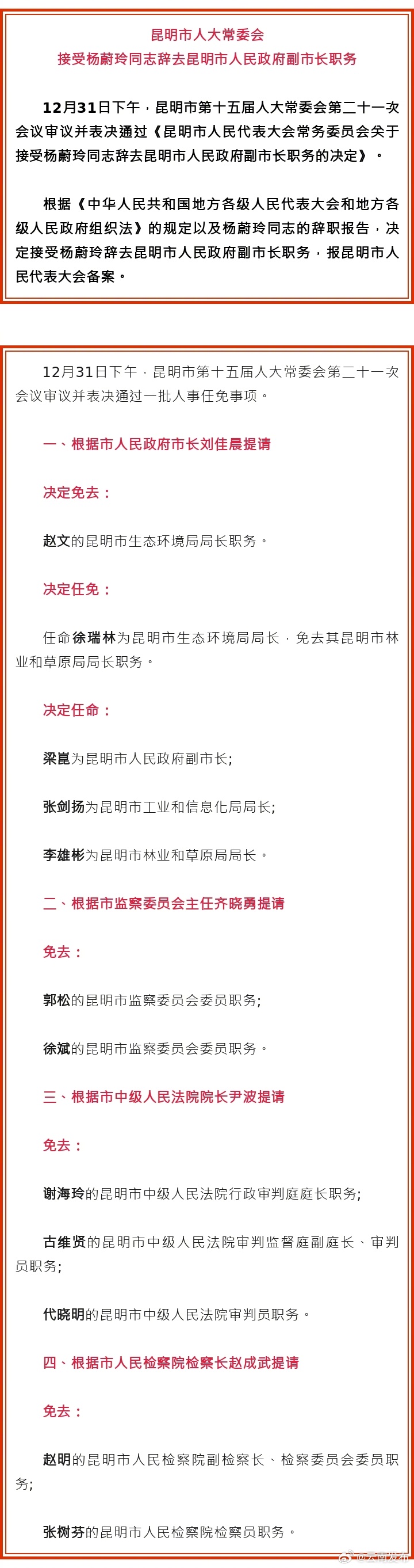 昆明市人大常委会通过一批任免职名单