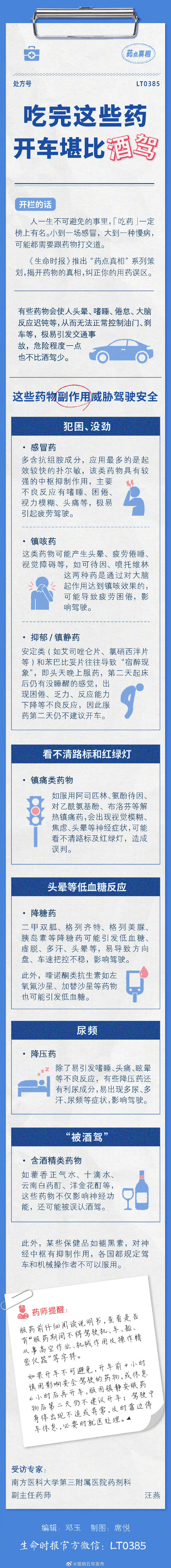 服用这7种药最好别开车