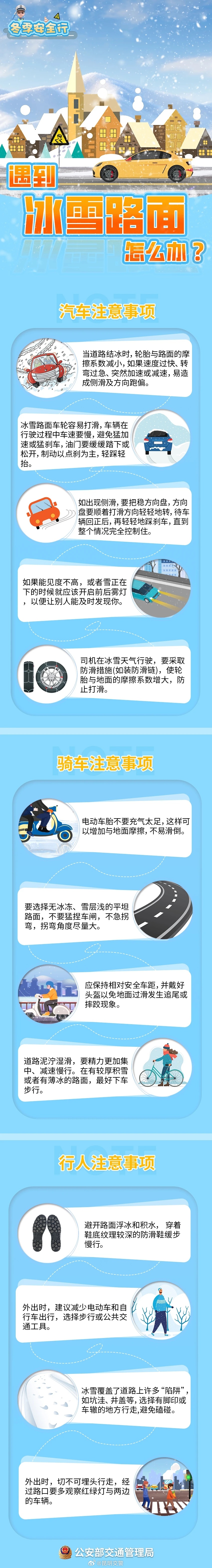 冬季出行交通安全提示 ——遇到冰雪路面怎么办