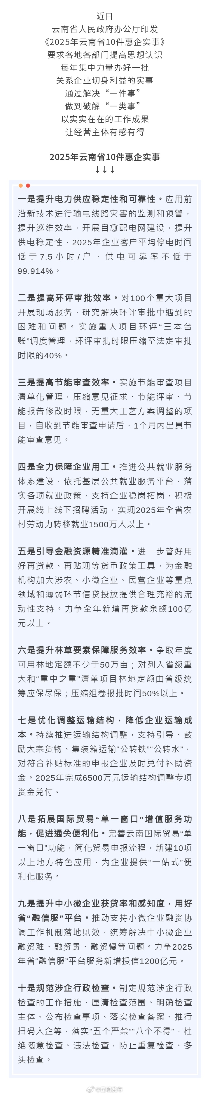 定了！云南10件惠企实事→