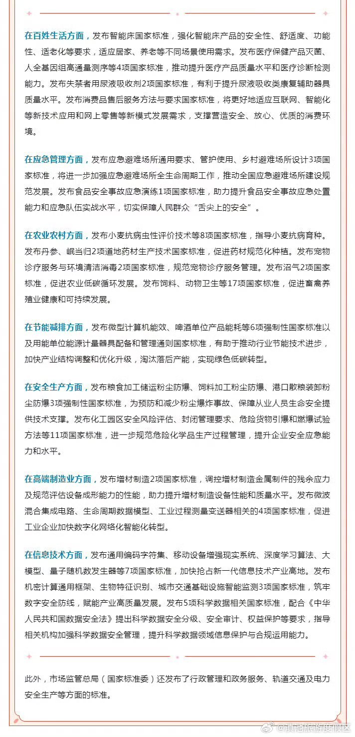 一批重要国家标准发布，涉及百姓生活、应急管理、农业农村等