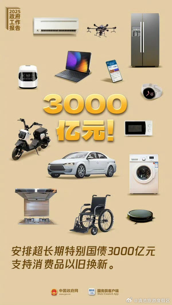 以旧换新，安排3000亿！
