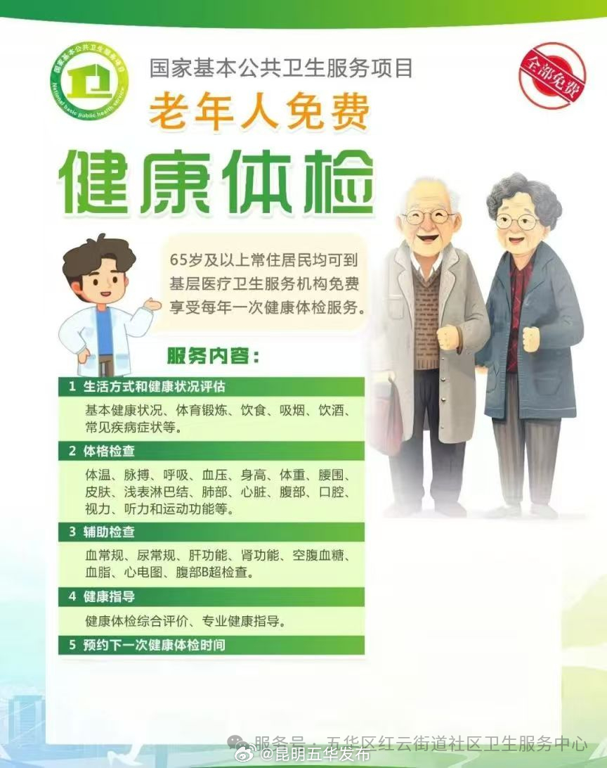 五华区这个社区卫生服务中心正在为老年人免费体检！