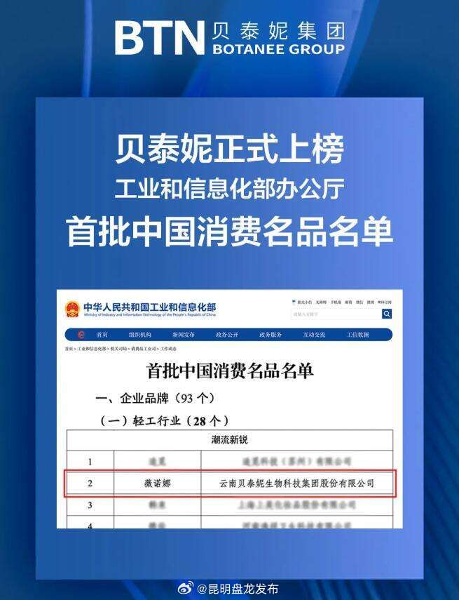 “国家名片”诞生！ 云南这家企业上榜首批中国消费名品