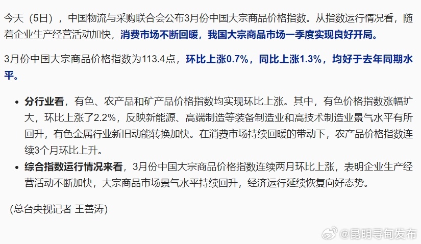 市场回暖 中国大宗商品价格指数继续上涨
